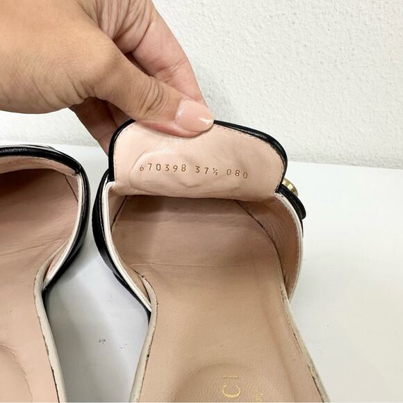 GUCCI Marmont GG Mules Size 37.5 Black and Cream Quilted Leather Sandals - Picture 8 of 11